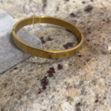 Gold Roman Numeral Cuff Bracelet