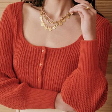 Sezane Rot gestrickter Cardigan XS