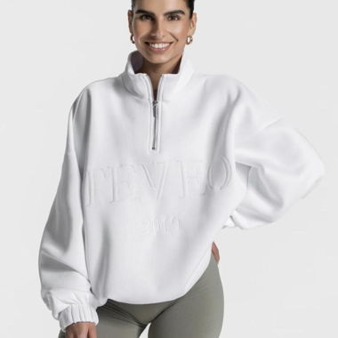 White Half Zip Sweater from Teveo