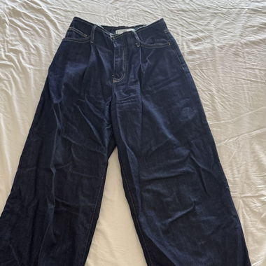 Jeans a gamba larga blu scuro Mango