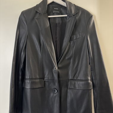 Bershka Faux Leather Blazer black