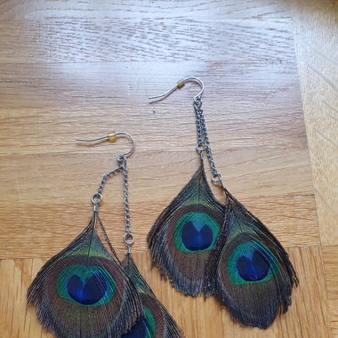 Boucles d'oreilles "plumes de paon"
