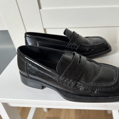 Mango Black Leather Loafers