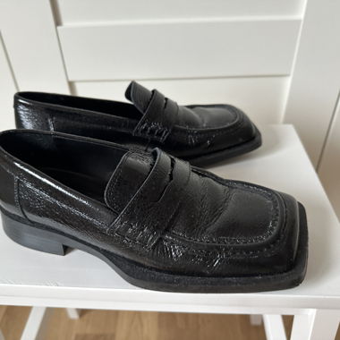 Mango Black Leather Loafers