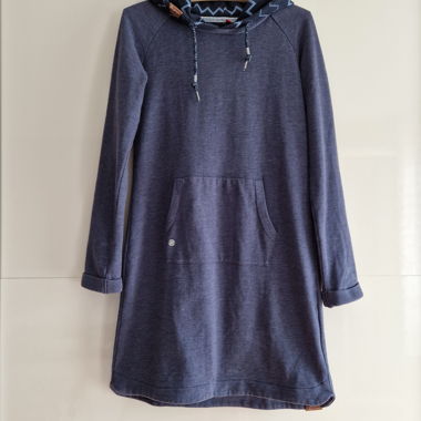 lässiges Kapuzen-Sweatkleid, blau