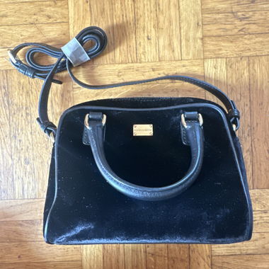 Borsa a tracolla nera in velluto Dolce Gabbana