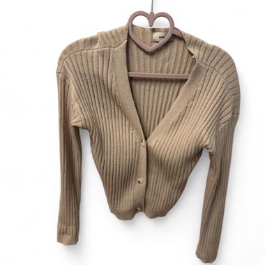 Cardigan a coste beige