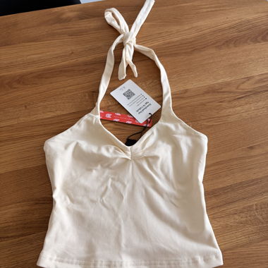 Top crop CIDER con scollo allacciato a nodo XXS