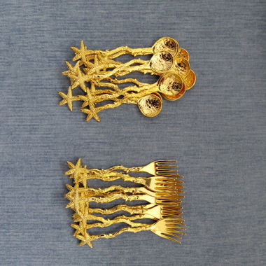 Goldfarbene Stern Gabel Löffel set