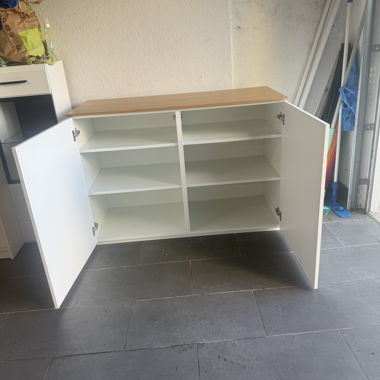 White Sideboard with Wooden Top