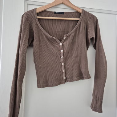 Cardigan côtelé Brandy Melville brun