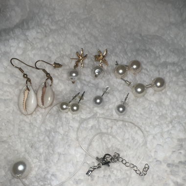 Perlen und Muschel Ohrring, Halsketten Set