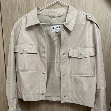 Beige Fake Leder Jackr