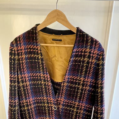 Jacket Sisley checkered aubergine 