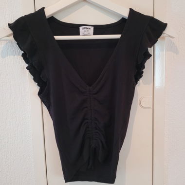 Black T-Shirt with Ruffles