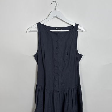 Navy sleeveless button dress