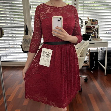 Little red dress with lace detailing, tag still on