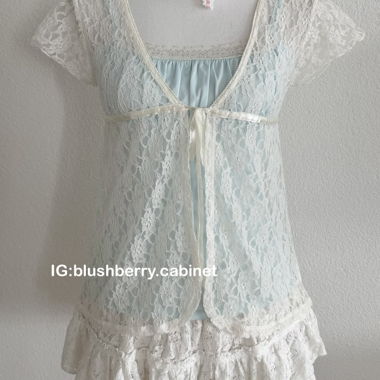 Spitzen-Camisole- und Rock-Set Grösse S