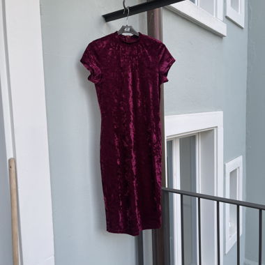 Wine Red Velvet Dress