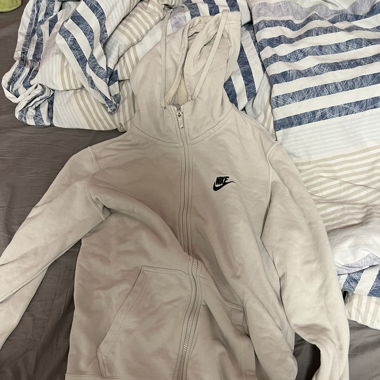 beige nike zip hoodie - size S