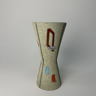 Beige Scheurich-Vase mit mehrfarbigen Sprenkeln