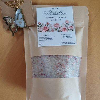 Handmade Rose Petal Bath Salt with Jewellery