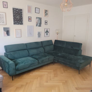 Sofa Couch Ecksofa samtgrün