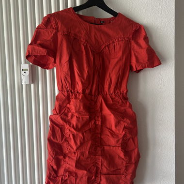 Rotes Kleid mit kurzem Arm, 100% Baumwolle