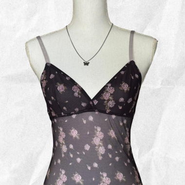 Vintage floral mesh cami top