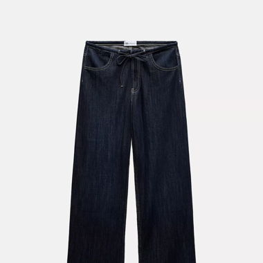 Zara Jeans Low Waist Straight Leg mit Schleife