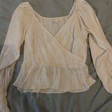 Grade & Gather cream wrap blouse S
