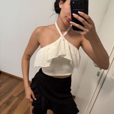 Zara White Cropped Top