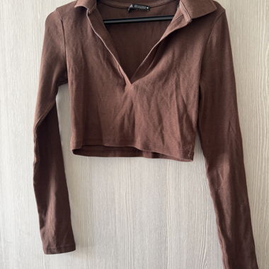 Top corto a coste marrone Zara