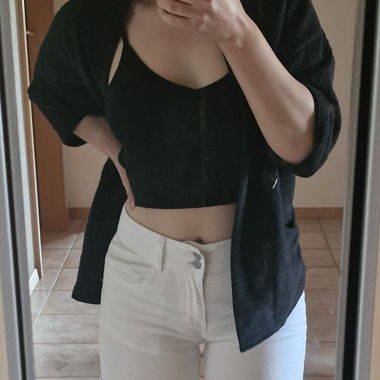 Schwarze Yendi Strickweste im Cardigan-Stil