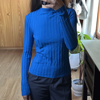 Royal blue mock neck top