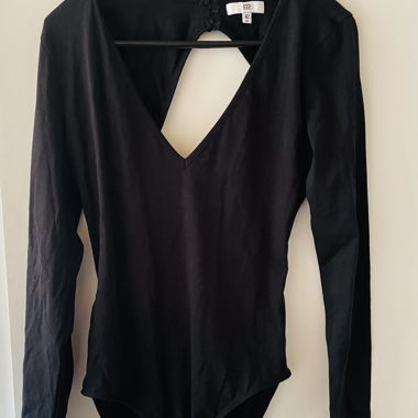 Black bodysuit with a deep back neckline