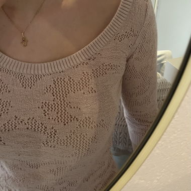 Pull en tricot à dentelle rose Stradivarius S