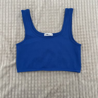 Blue Ribbed Tank Top