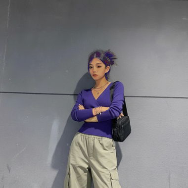 Maglione avvolgente Y2K valorizzante blu intenso 38
