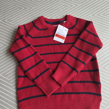 Maglione a righe rosso taglia 110
