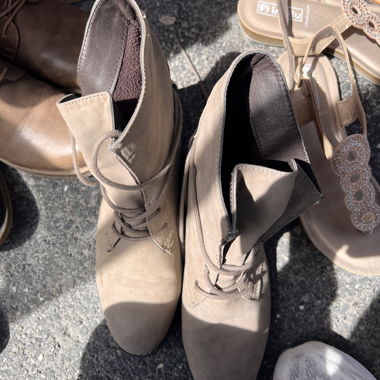 Beige Women’s Lace-Up Ankle Boots