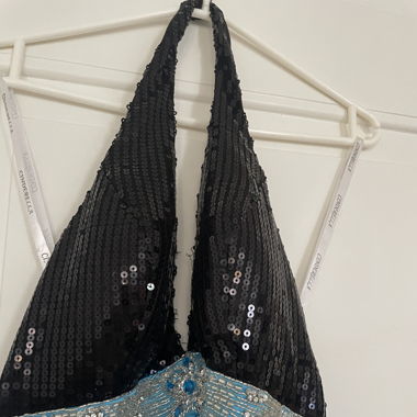 Abendkleid Blau Schwarz Gr. S