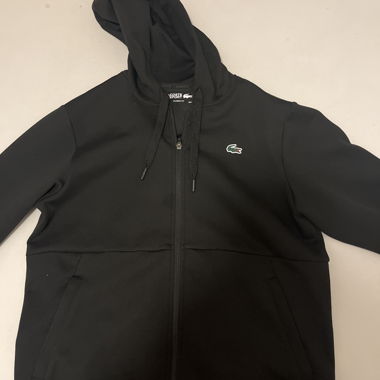 Black Lacoste Sport Hooded Jacket with Zip