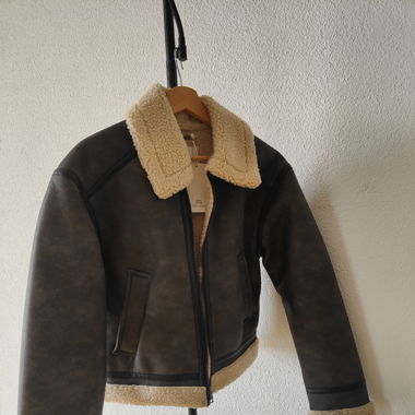 Brand New Faux Leather Jacket with Fleece Collar