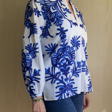 Blusa Zara stampata blu