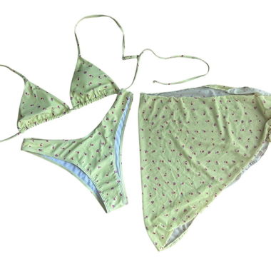Bikini set yellow with flower print