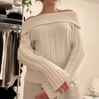 strickpullover off shoulder