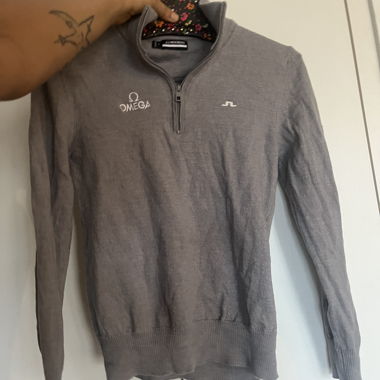 J.Lindeberg Omega maglione grigio mezza‑zip