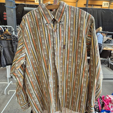 Vintage Striped Pattern Shirt, oversized