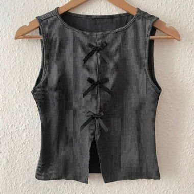Y2K Gestreiftes Tanktop mit Schleifen
